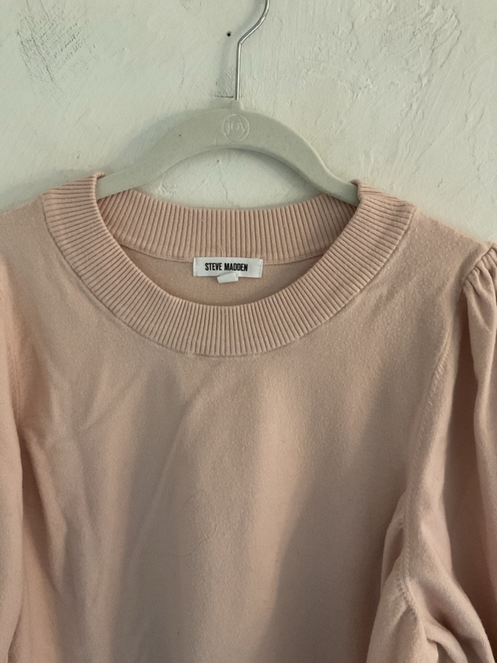 Steve Madden Puff Sleeve Knit Top, Size 2X, Blush Pink - Picture 2 of 8